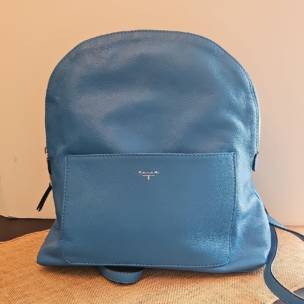 TAHARI Mara Blue Leather Backpack